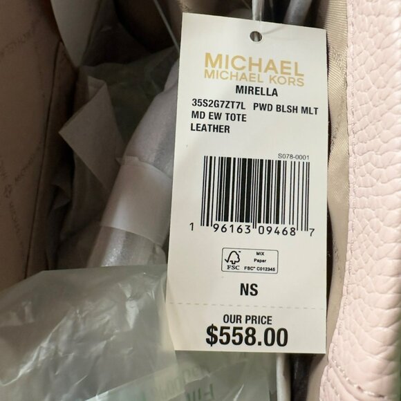 🤩Michael Kors Mirella Tote Bag Satchel Medium Pebbled Leather Shoulder Pink - Picture 6 of 6